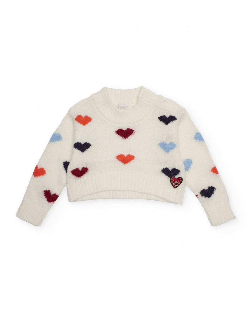 Jersey de niña en crudo con corazones multicolor