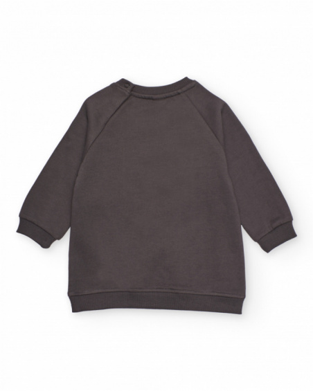 Vestido para niña en gris con estampado de unicornio y castillo Vestido para niña en gris con estampado de unicornio y castillo