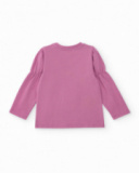 Camiseta de manga larga para niña en rosa con castillo y