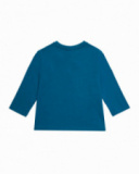 Camiseta de manga larga para niño en azul con diseño de