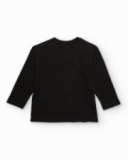 Camiseta para niño de manga larga en negro con estampado de