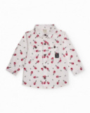 Camisa de niño en blanco con estampado de guitarras Camisa de niño en blanco con estampado de guitarras