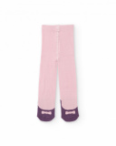 Medias de punto para niña en color rosa con diseño de moño