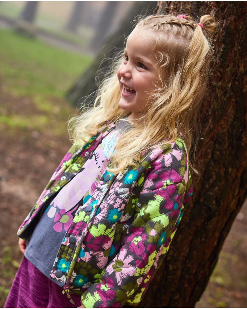 Chaqueta de punto para niña con estampado floral multicolor