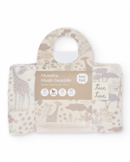 Muselina de bebé con estampado de jirafas en tonos neutros