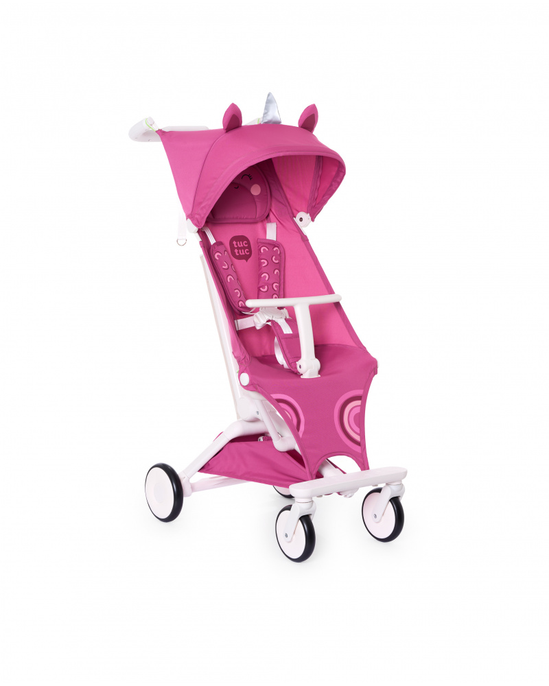 Silla de paseo ligera plegable con diseño de unicornio rosa