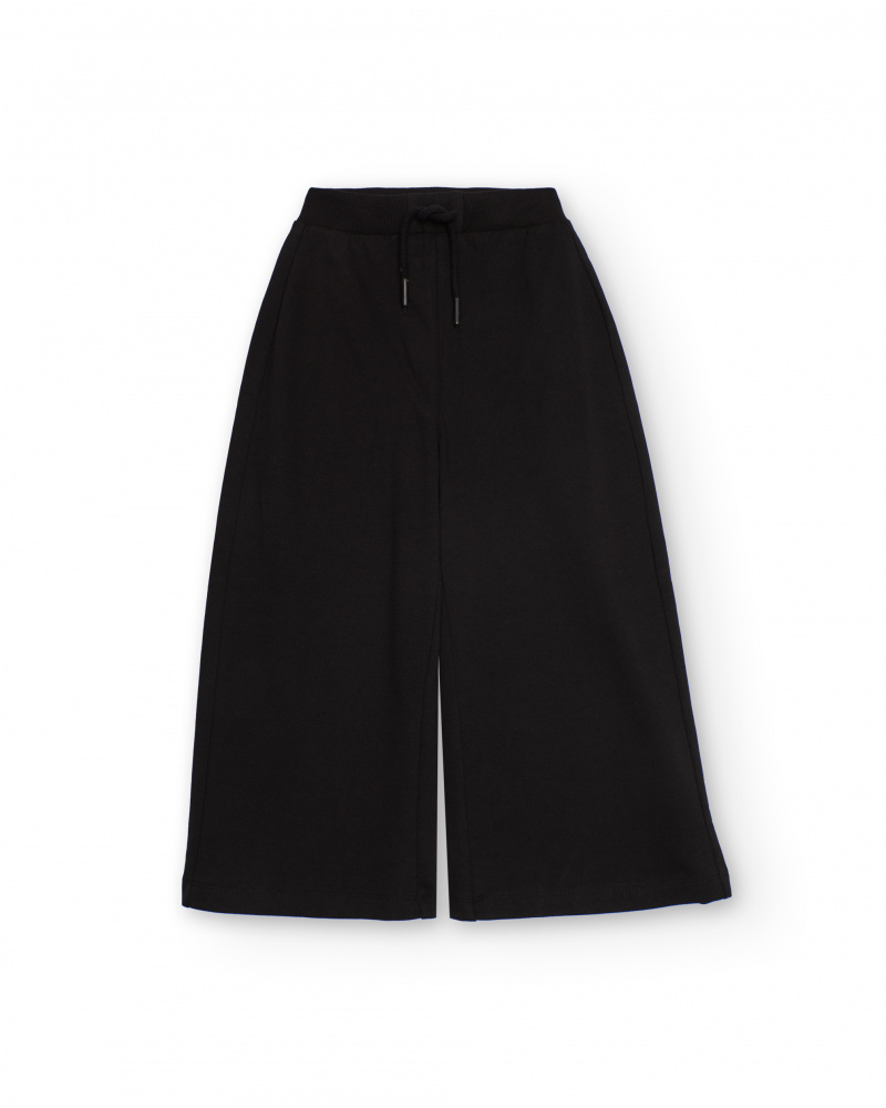 Pantalón ancho para niña en negro con cintura ajustable
