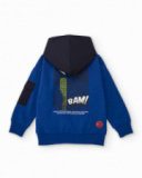 Sudadera azul con capucha para niño y estampado de ciudad