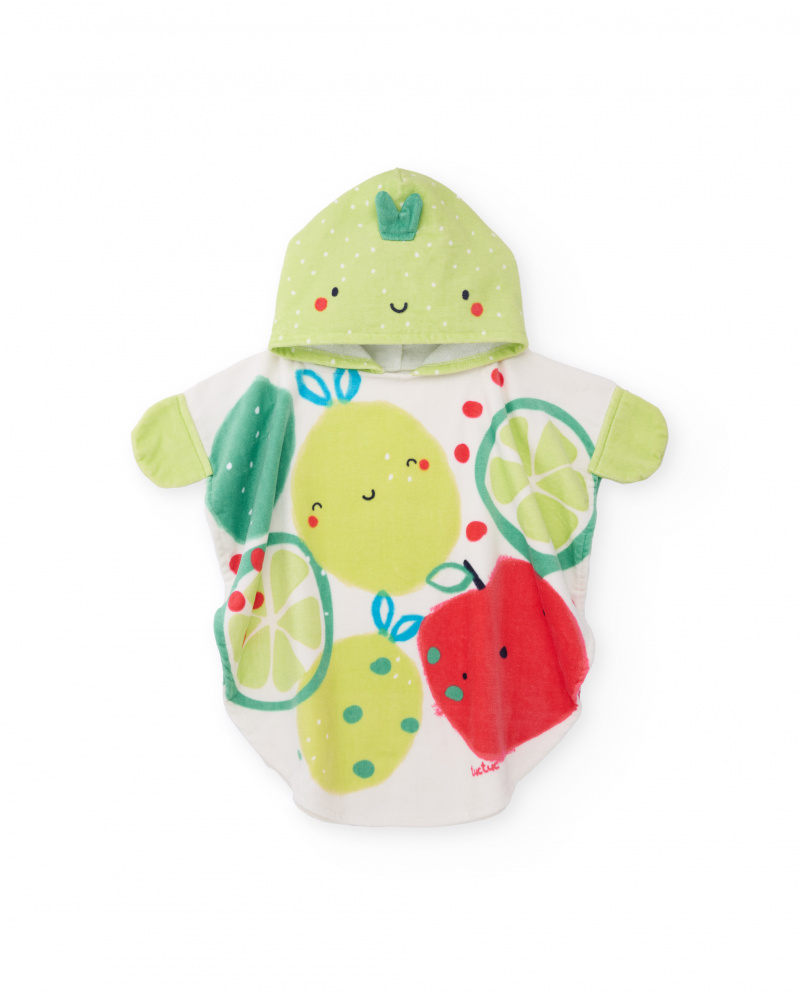 Toalla poncho de recién nacido de punto y detalles en relieve