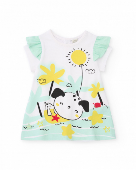 Vestido de recién nacido de punto y estampado perrito