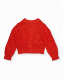 Chaqueta de niña de tricot y relieve de flores