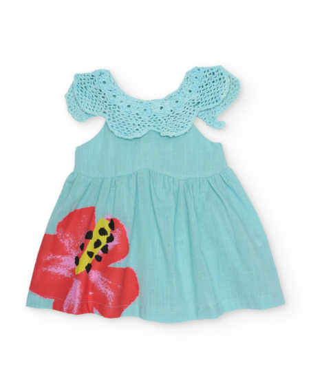 Vestido de niña de plana y cuello de ganchillo