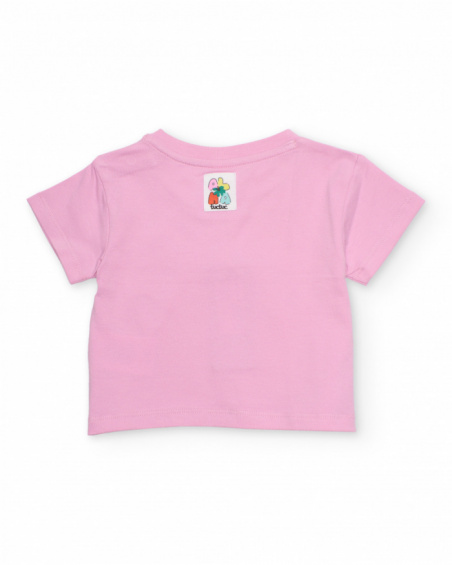 Camiseta de niña de punto y gran estampado floral