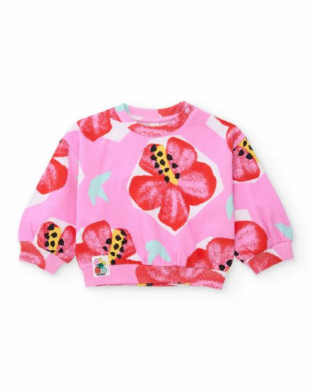 Sudadera de niña de punto y estampado floral
