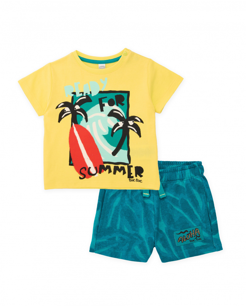 Conjunto de niño de punto de estampado veraniego