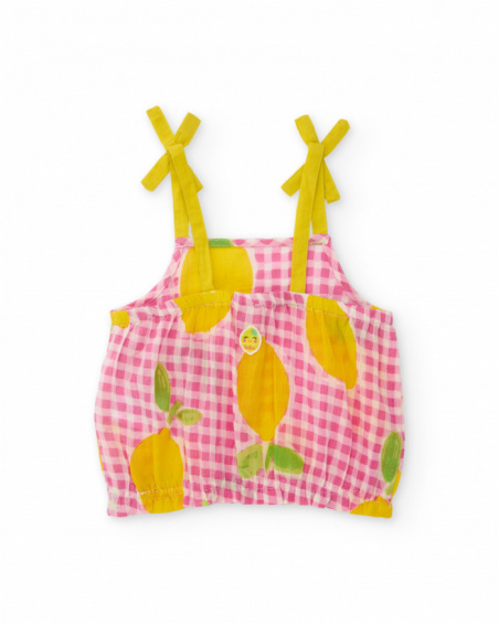 Conjunto de niña de plana y diseño de limones