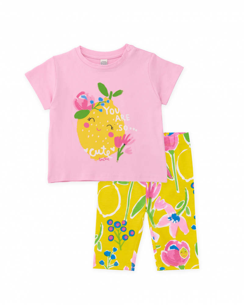 Conjunto de niña de punto con diseño floral