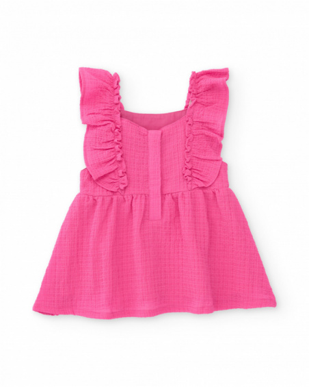 Vestido de niña de plana y bordado frontal