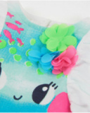 Vestido de niña de plana con flores en relieve