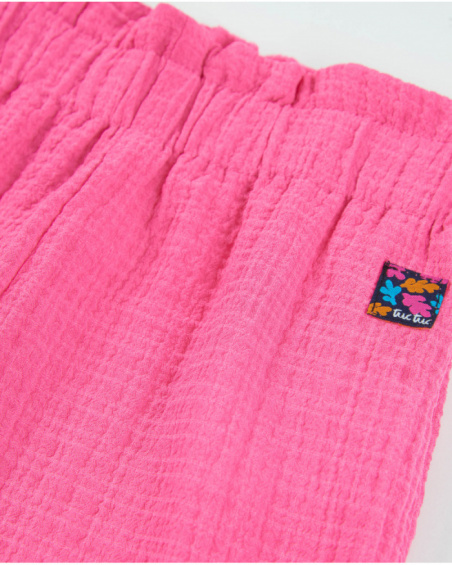 Pantalones de niña de plana con textura gofrada