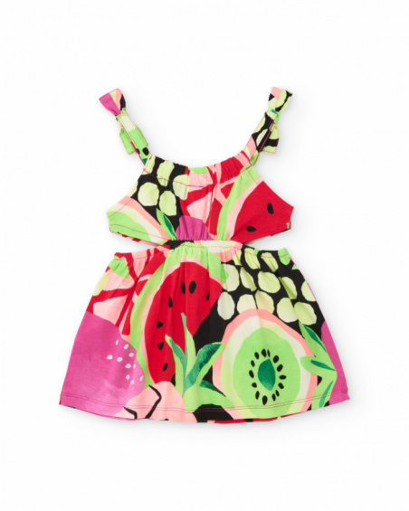 Vestido de niña de punto con tirantes anudados