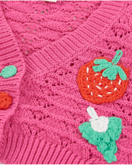 Chaqueta de niña de tricot con motivos de frutas