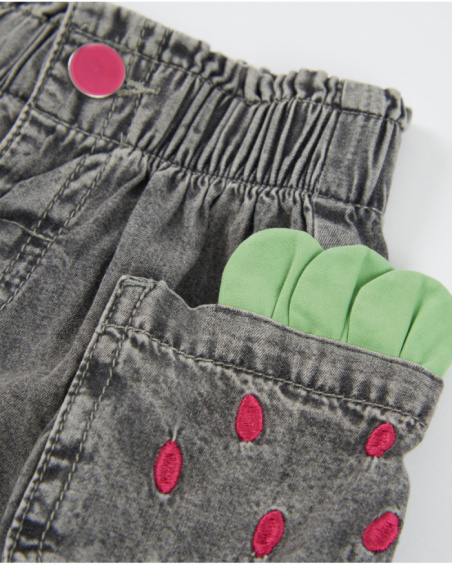 Falda de niña de plana y denim con bolsillos