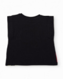 Camiseta de niña de punto y detalle en relieve