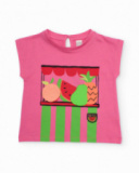 Camiseta de niña de punto con frutas en relieve