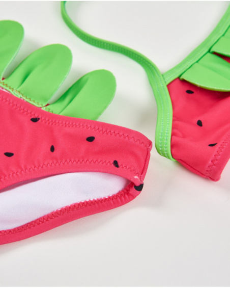 Bikini de niña de punto con hojitas en relieve