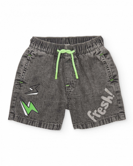 Bermuda de niño de plana y denim efecto lavado