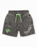 Bermuda de niño de plana y denim efecto lavado