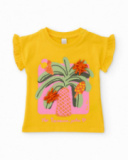 Camiseta de niña de punto y detalles en relieve