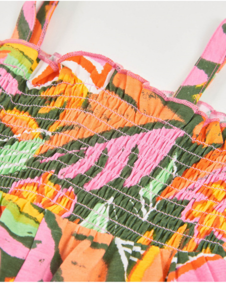 Mono de niña de punto con cuerpo fruncido