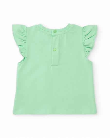 Conjunto de niña de punto y volantes en mangas