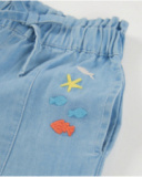 Pantalones de niña de plana y denim claro