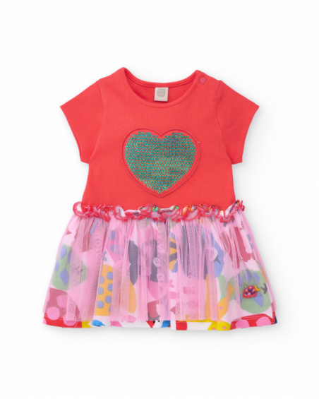 Vestido de niña de punto con corazón de lentejuelas