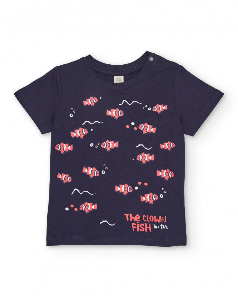 Camiseta de niño de punto con estampado de peces payaso