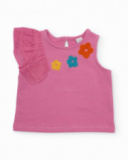 Camiseta de niña de punto con volante lateral