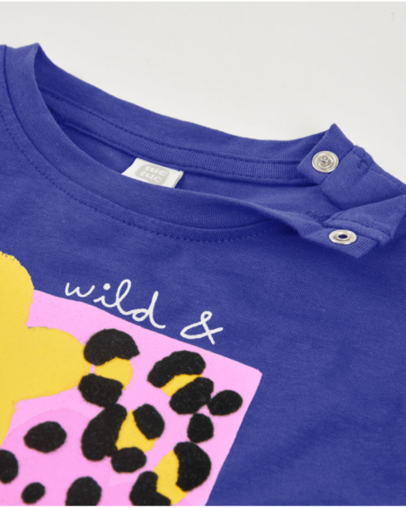 Camiseta de niña de punto con estampado frontal