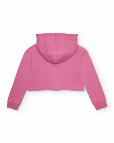 Sudadera de niña de punto y diseño corto