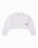 Chaqueta de niña de tricot y diseño calado