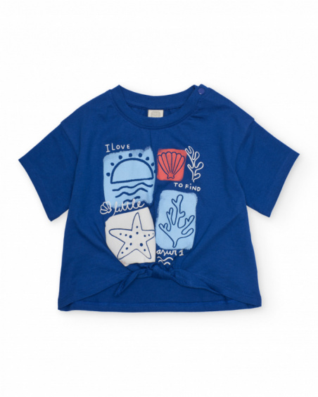 Camiseta de niña de punto y nudo decorativo en el bajo