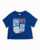 Camiseta de niña de punto y nudo decorativo en el bajo