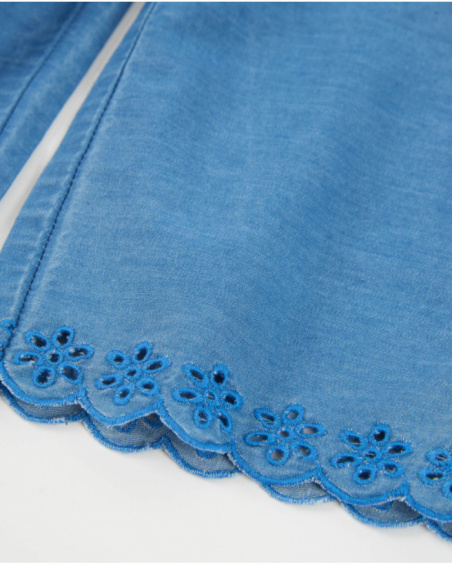 Pantalones de niña de plana y denim ligero