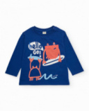 Camiseta de niño de punto y estampado con cangrejos