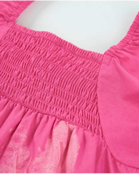 Vestido de niña de plana con cuerpo fruncido