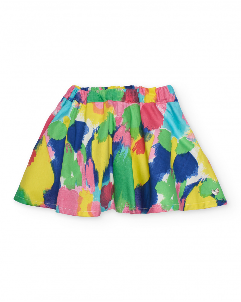 Falda de niña de plana con estampado de manchas