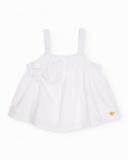 Blusa de niña de plana con aplique de flor