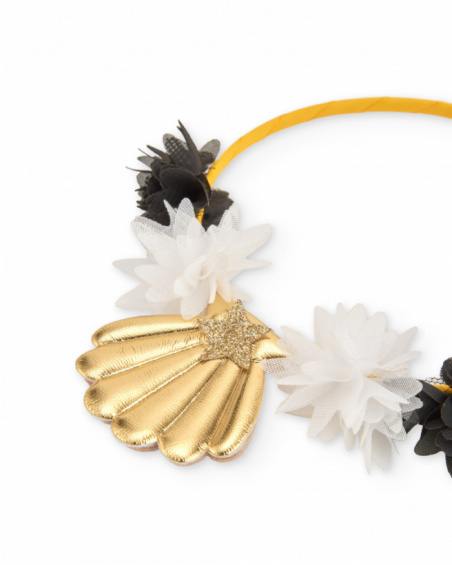 Diadema de niña de plana con concha dorada